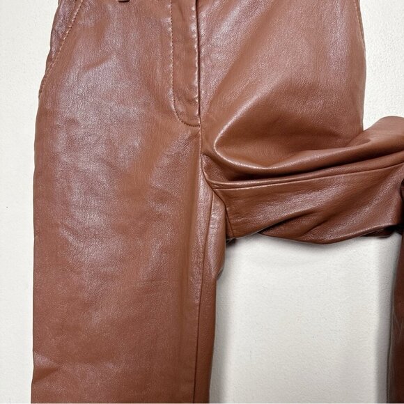 Aritzia Womens Babaton 00 Agency Vegan Leather Pant In Cognac Color - Picture 8 of 15